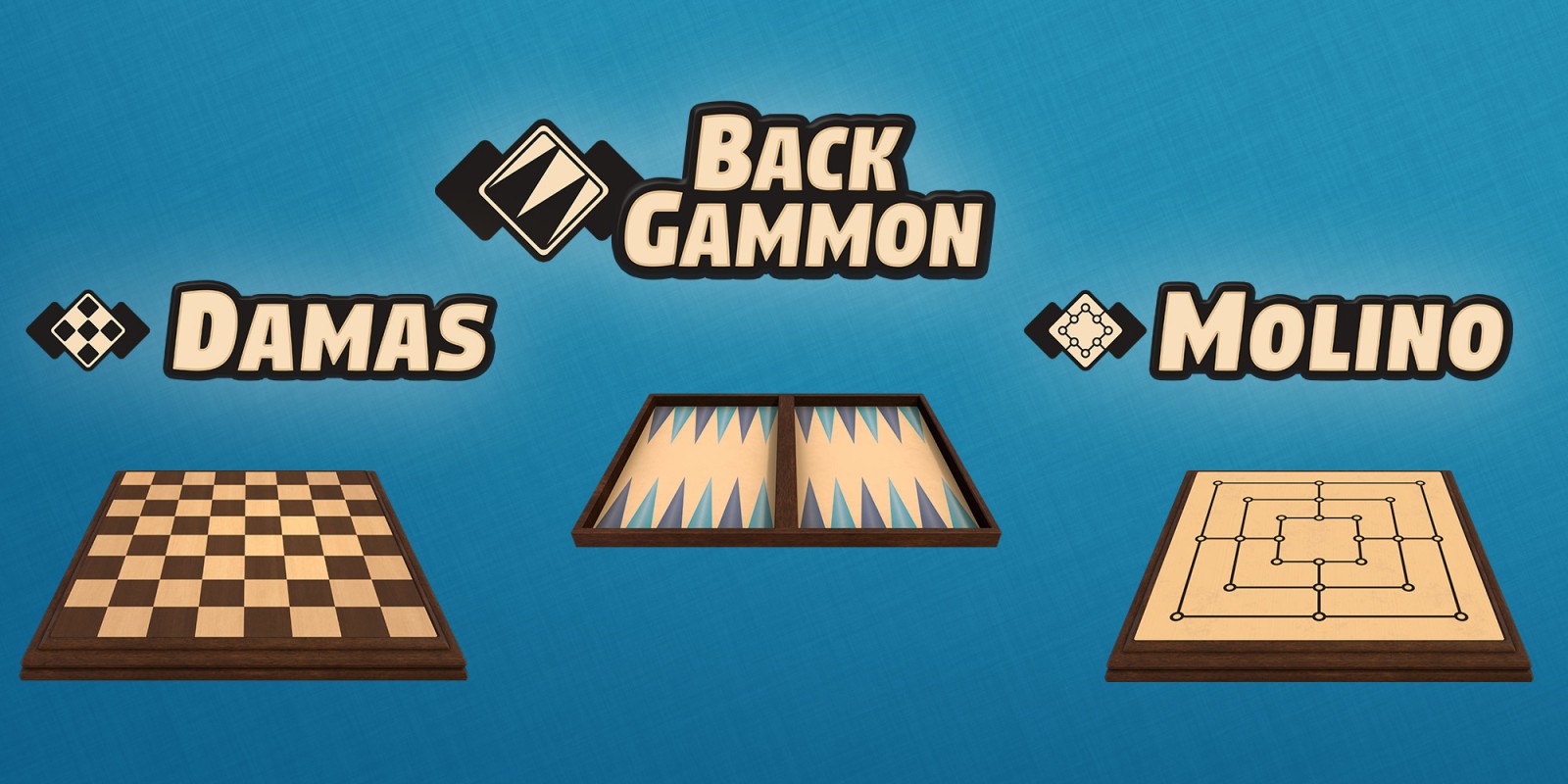 Colección de juegos 3en1: Backgammon + Damas + Molino