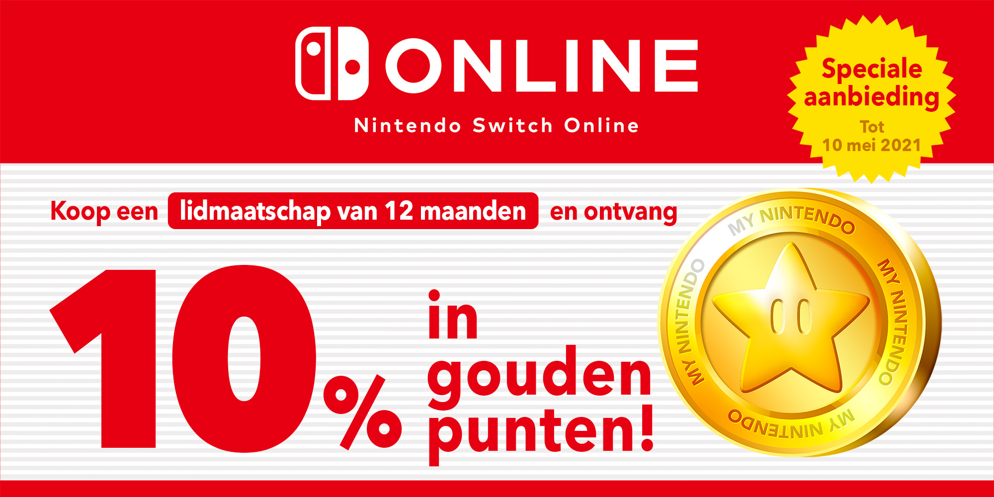 Speciale aanbieding: ontvang tot € 3,50 in gouden punten met een Nintendo Switch Online-lidmaatschap van 12 maanden!