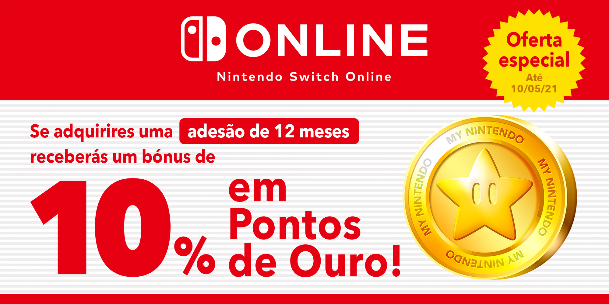 Adquire uma adesão de 12 meses do serviço Nintendo Switch Online e ganha até €3,50!