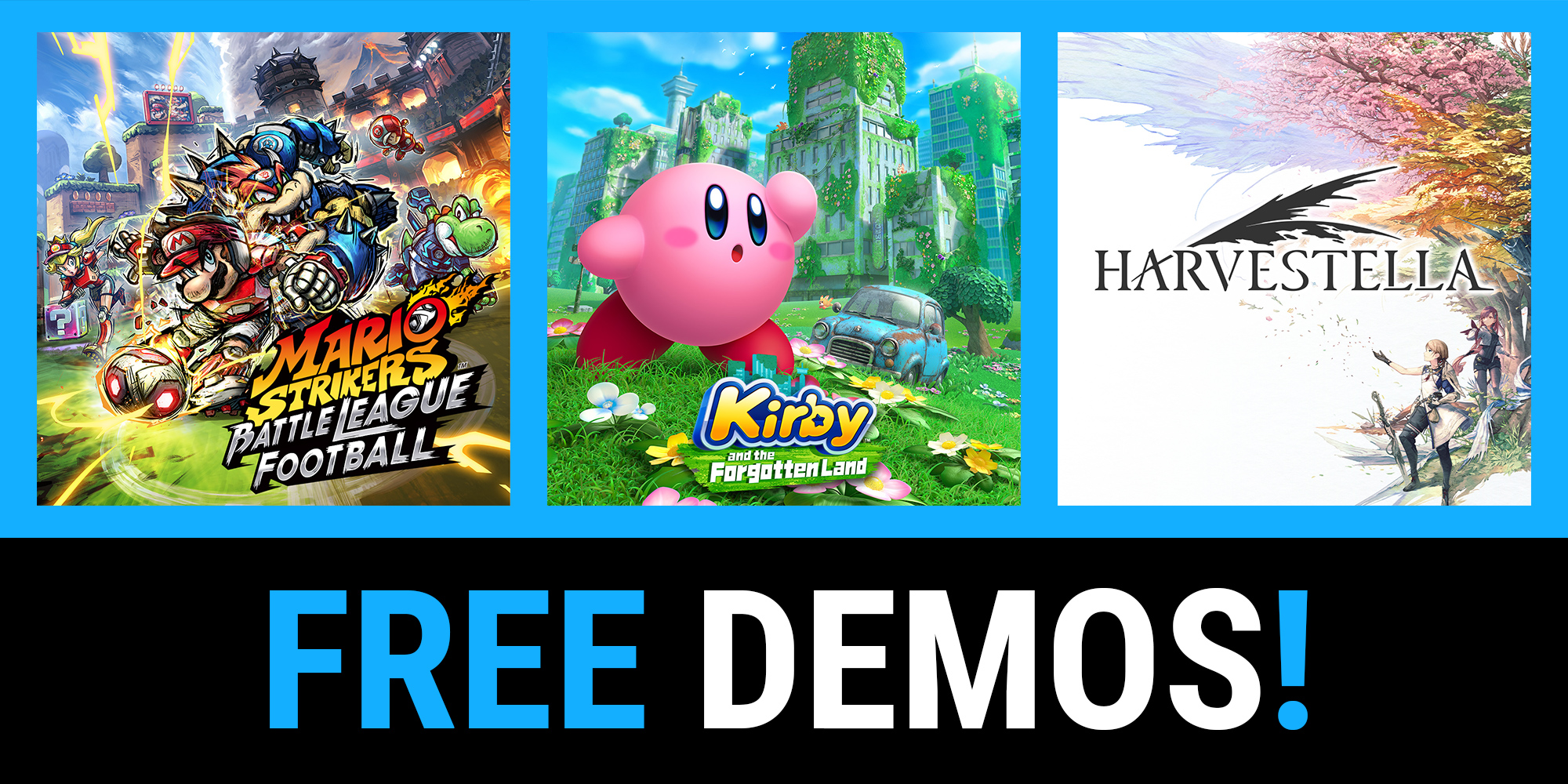 Try Mario Strikers: Battle League Football, Kirby and the Forgotten Land, and more games for free on Nintendo Switch!