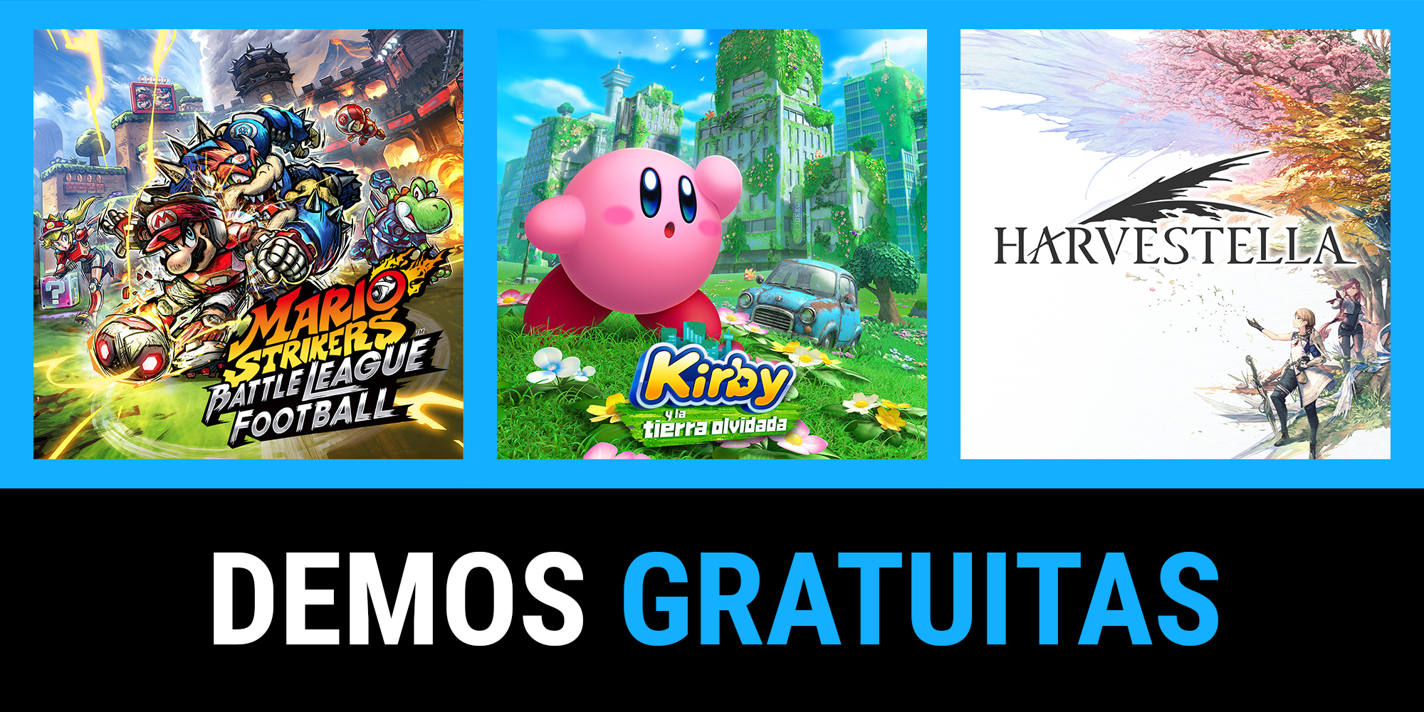 ¡Probad gratis Mario Strikers: Battle League Football, Kirby y la tierra olvidada y muchos juegos más para Nintendo Switch!