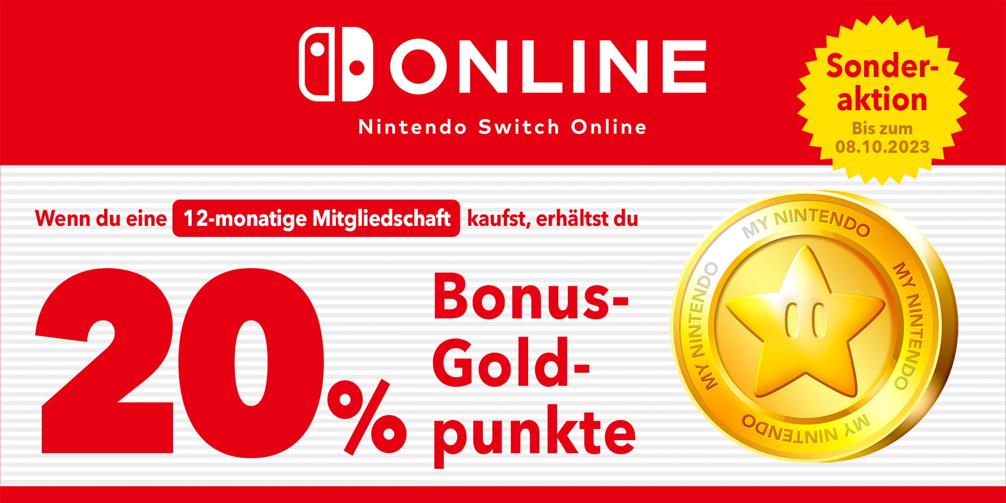 Sonderaktion: Du kannst bis zu CHF 18 in Goldpunkten mit einer 12-monatigen Mitgliedschaft bei Nintendo Switch Online erhalten!