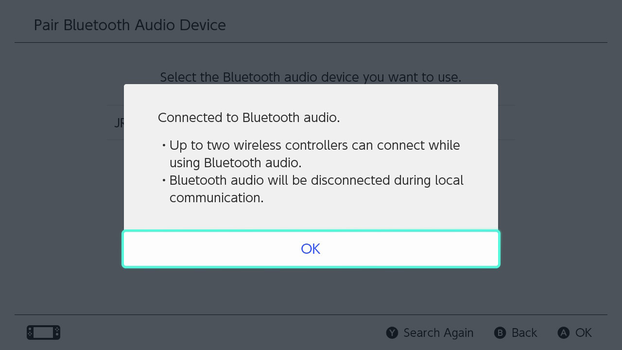 The Bluetooth audio device is connected.
