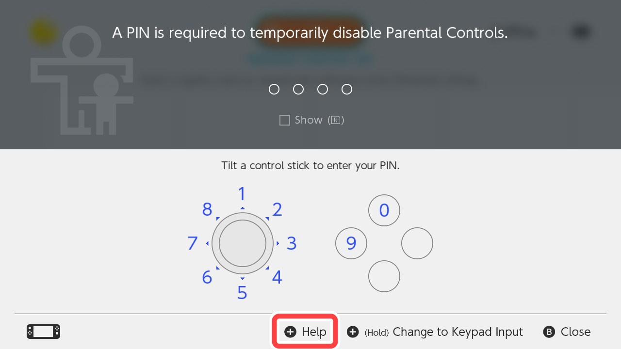 When the PIN input screen appears, press the + Button to select Help.