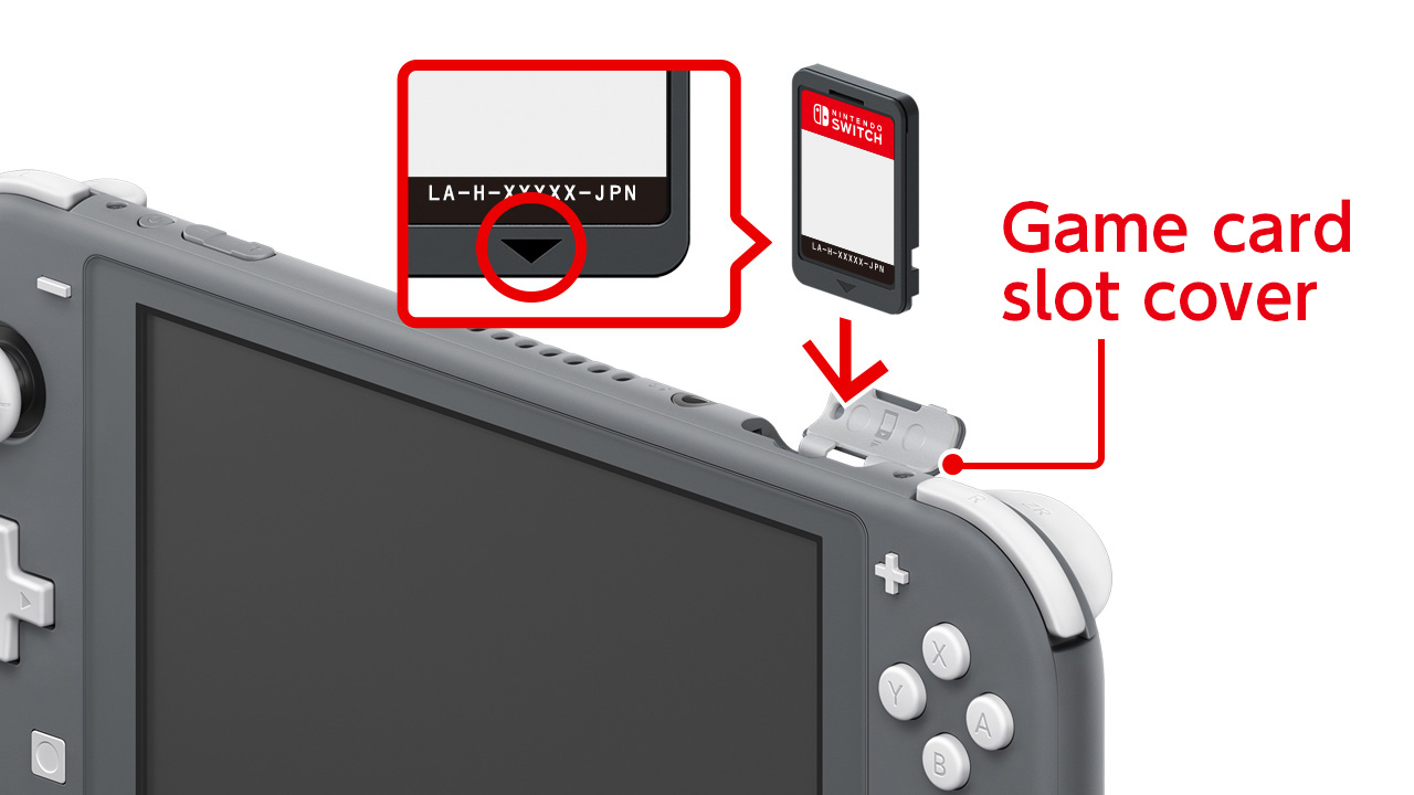 Inserting the game card into the console in Handheld Mode