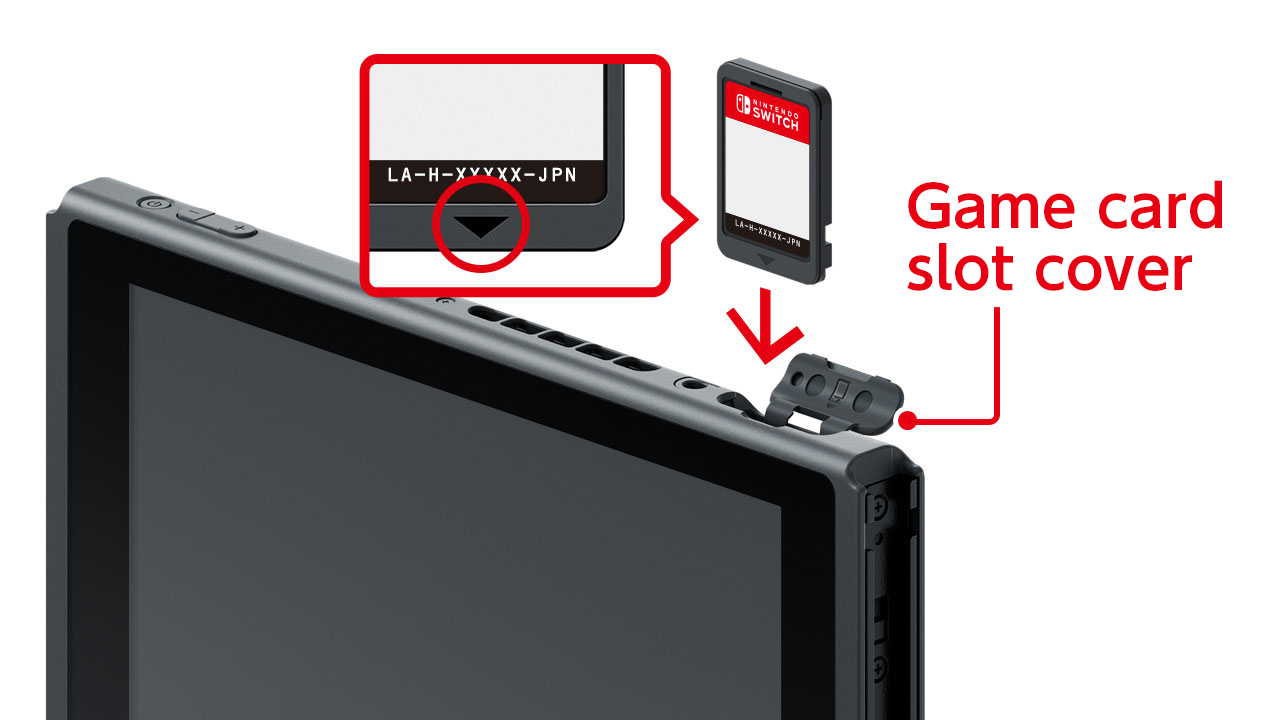 Inserting the game card into the console in Handheld Mode