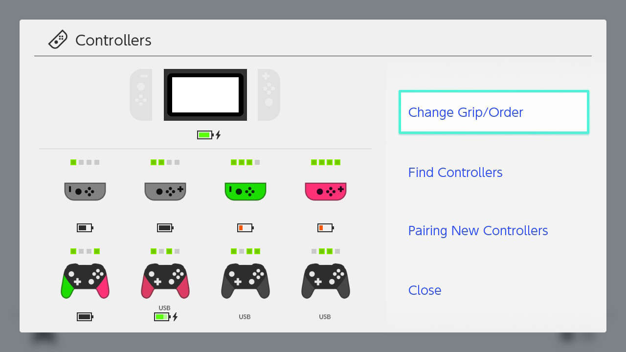 'Controllers' in the HOME Menu