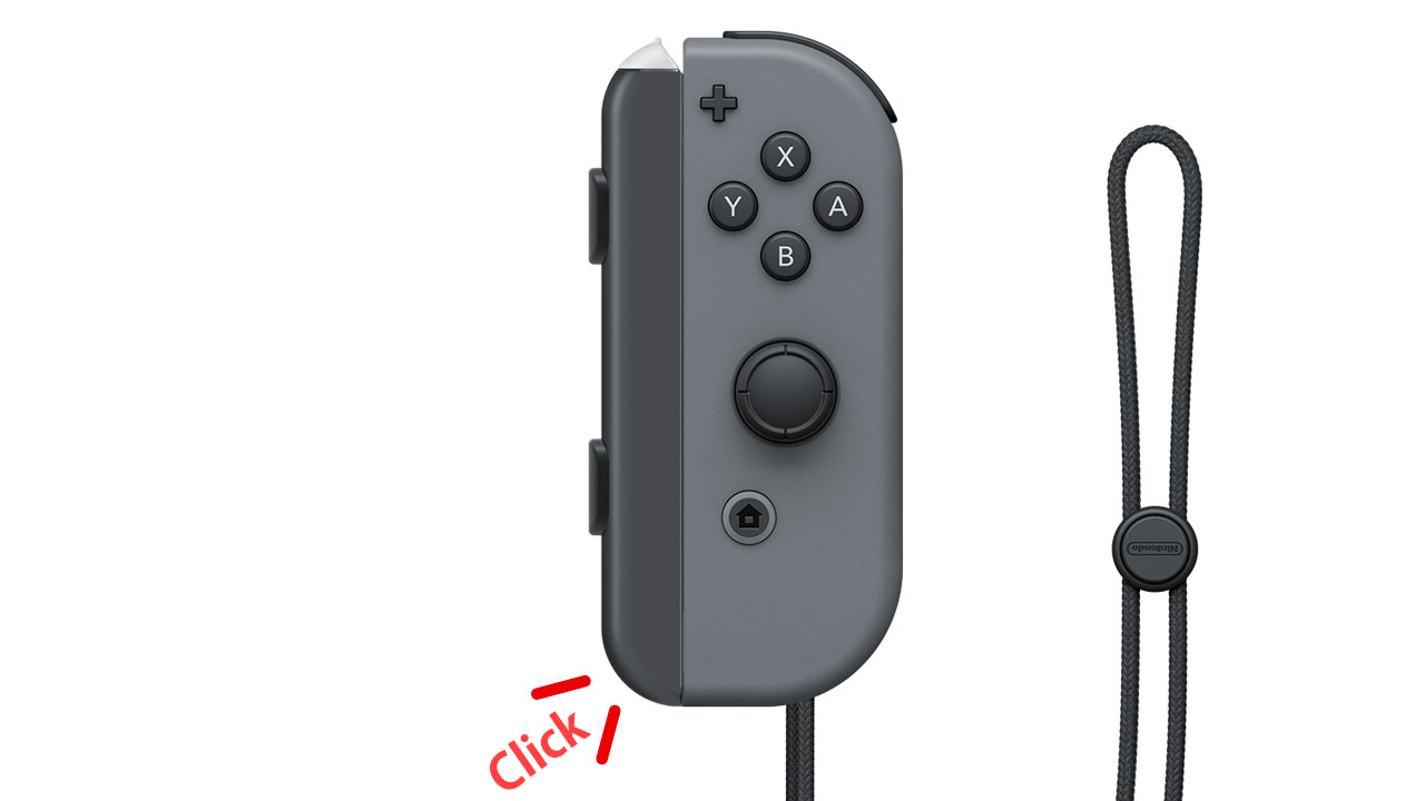 Slide the Joy-Con all the way in until you hear a click. Check that the Joy-Con is firmly attached.