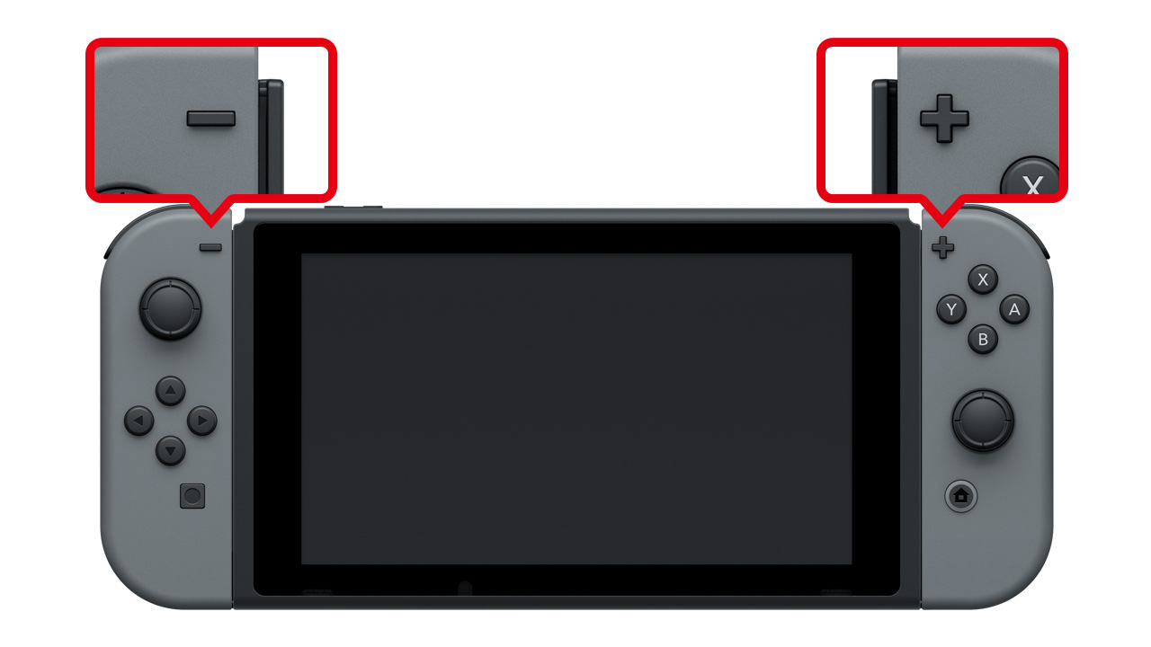 The Joy-Con with the − Button on the left, and the one with the + Button on the right