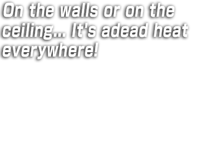 On the walls or on the ceiling... It's a dead heat everywhere! Along the track there may be anti-gravity areas where you can drive on the walls and ceiling! And bumping into rivals in anti-gravity areas gives you a short boost from the recoil.