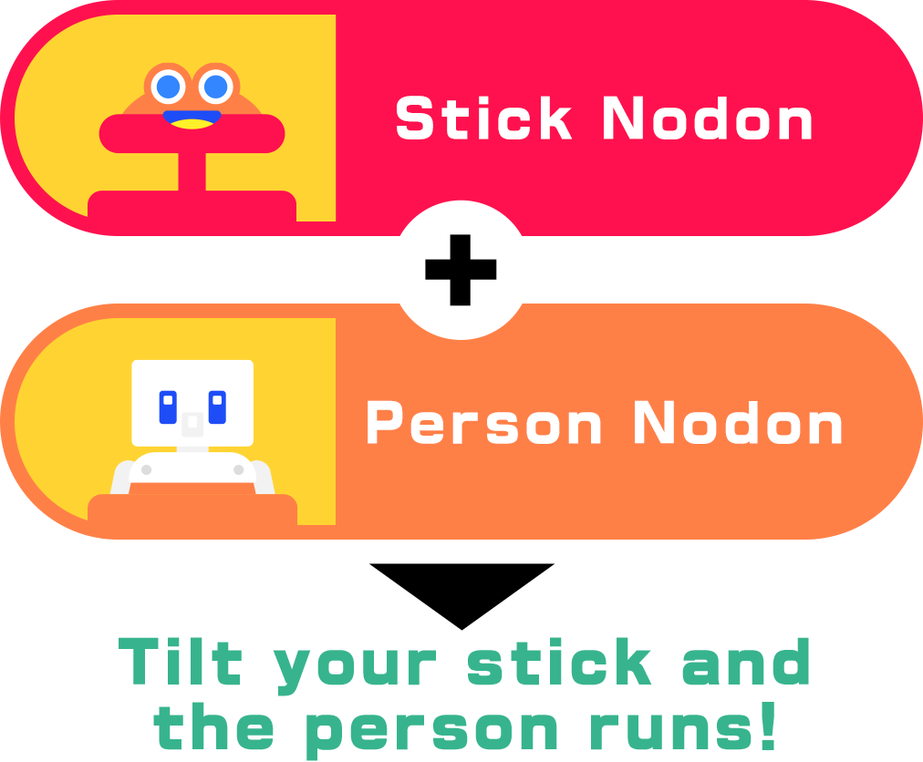 Use a Stick Nodon and a Person Nodon to make the person run when you tilt the stick!