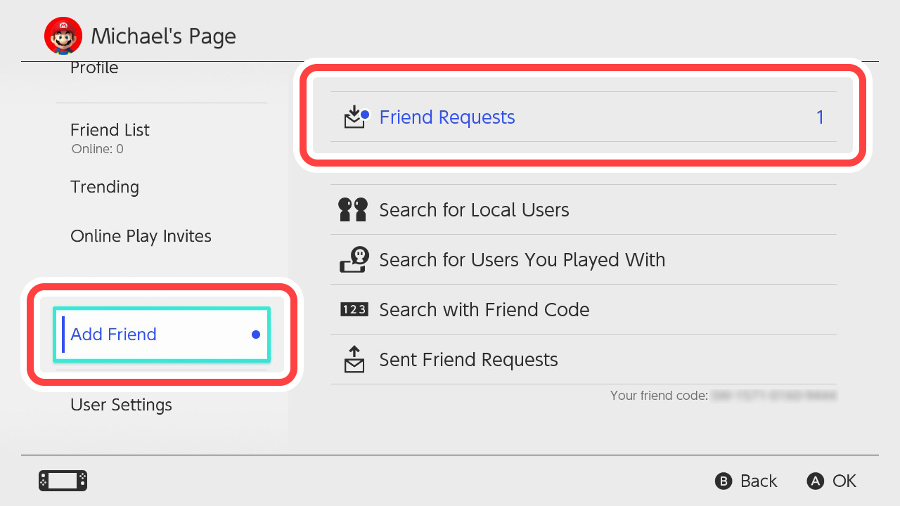 User page → Add Friend