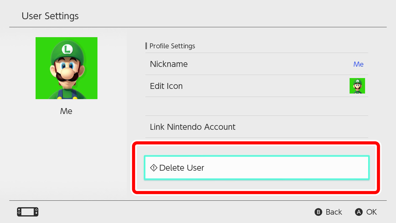 System Settings → Users → Delete User